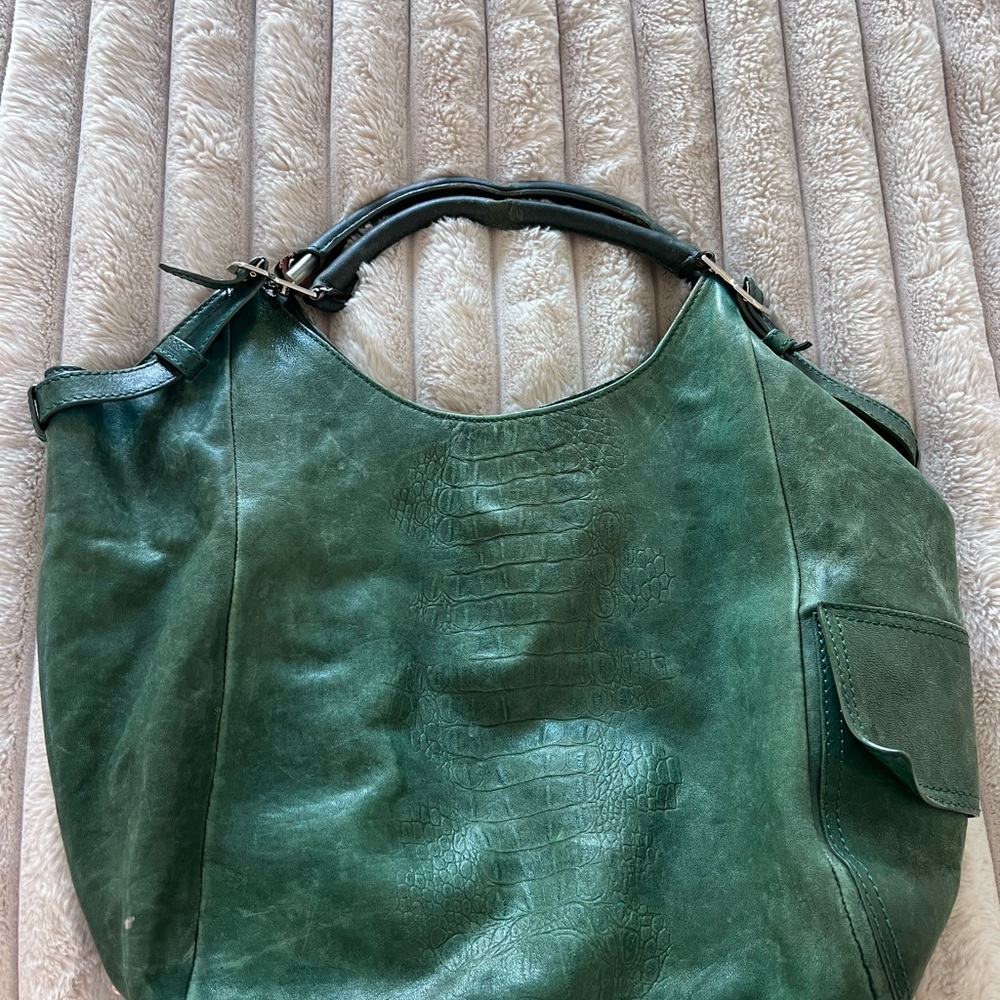 Roberto Cavalli Hobo green leather bag